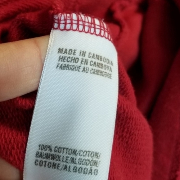 Lucky Brand Red Hooded Sweatshirt Cardigan 100% Cotton Women's Small S Tie Front - Picture 6 of 6